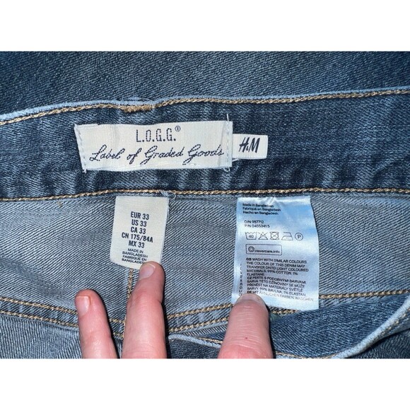 H&M L.O.G.G. Mens Jeans Size 33 Medium Wash Blue Straight Leg Stretch Classic - Picture 8 of 8